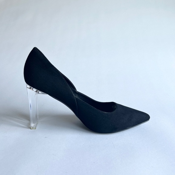 Andrew Marc Alexa Black Fabric Point Toe Plastic Heels size 10 - Picture 4 of 14